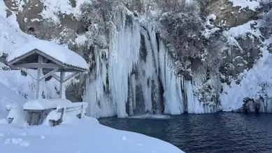 Buzdan Heykel: Şelale Kış Uykusunda